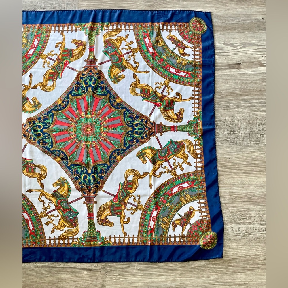 Hermes Paris 100% Silk Scarf with Carousel Horse Pattern - Picture 10 of 12